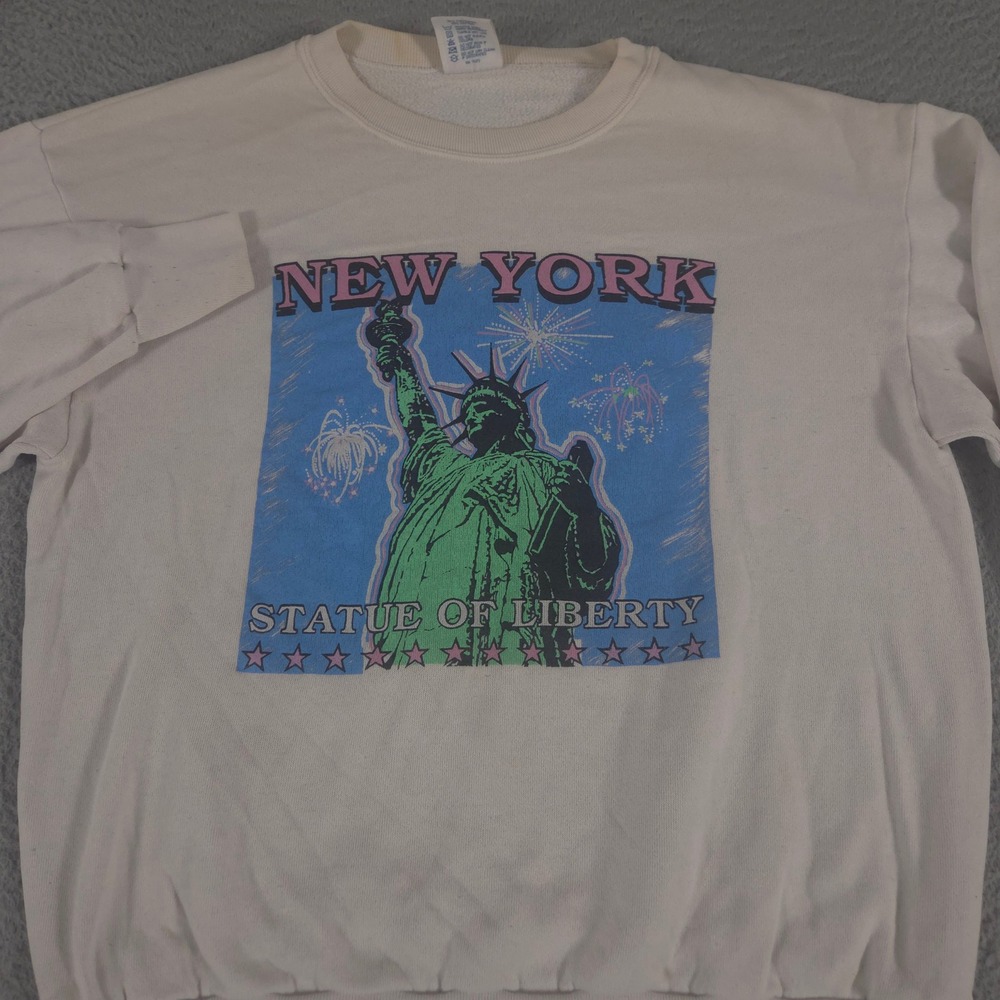 VINTAGE Delta Sweatshirt Men XL White New York Statue of Liberty USA 80s 90s